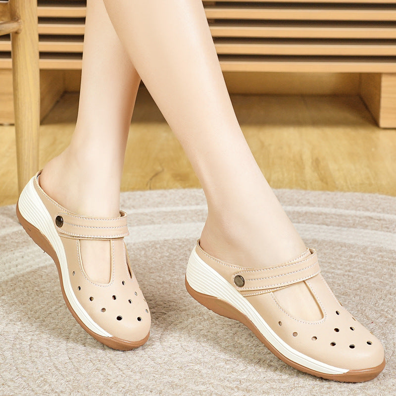 Damen Komfortable Clogs mit atmungsaktiven Ausschnitten und verstellbarem Riemen R&B