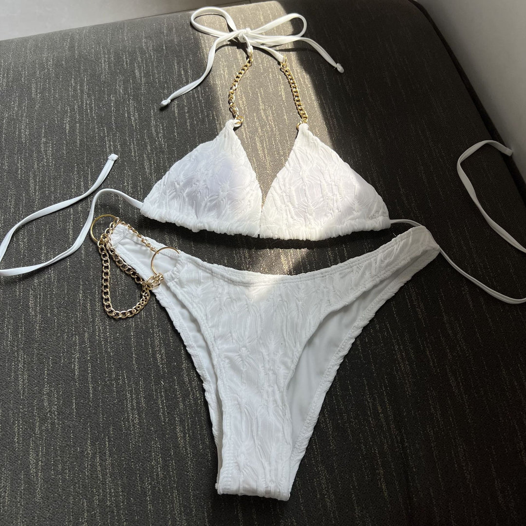 Damen Triangel-Bikini mit modischen Kettenakzenten R&B