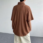 Herren lässiges Kurzarmhemd mit feinen Spitzen-Details