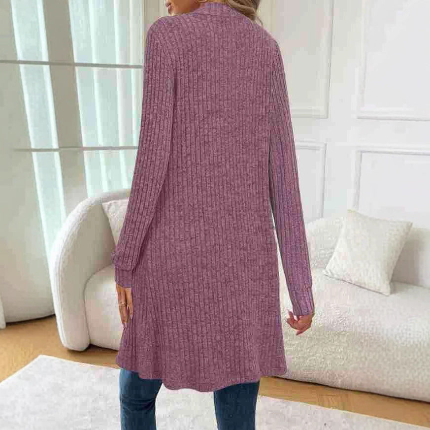 Damen Strickcardigan mit feinem Rippdesign und praktischen Taschen