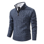 Herren Strickpullover mit hochabschließendem Kragen und Reißverschluss Taschen