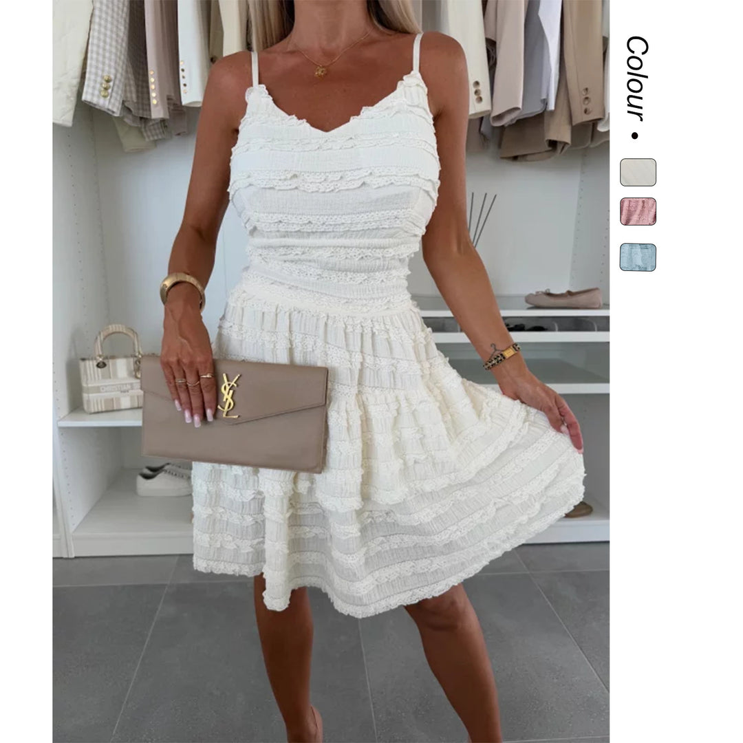Damen Sommerliches A-Linien Kleid mit Rüschen und feinem Strukturdesign R&B
