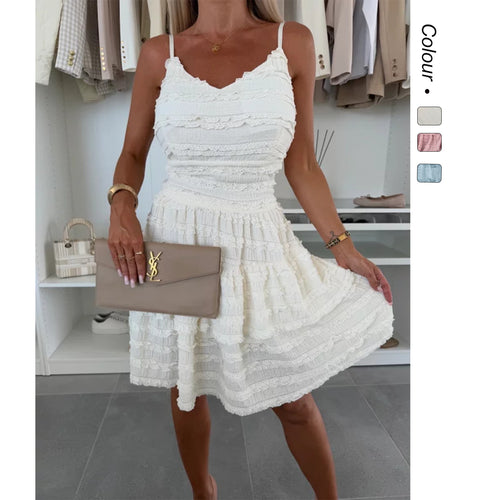Damen Sommerliches A-Linien Kleid mit Rüschen und feinem Strukturdesign R&B
