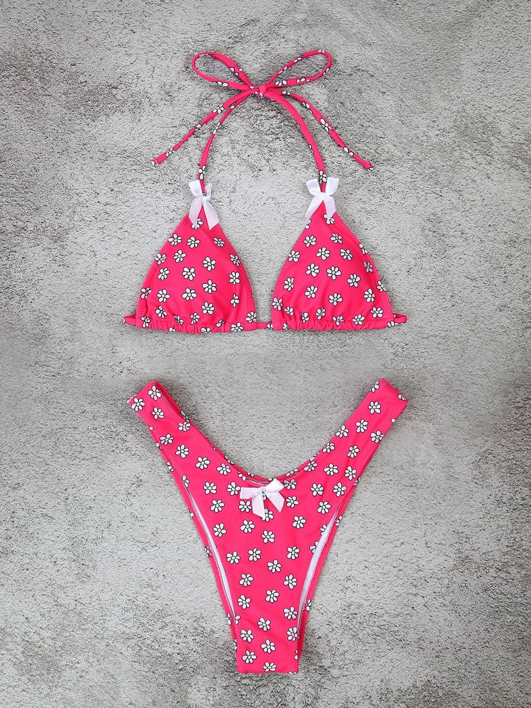 Damen Triangel-Bikini mit verspielten Blumenmotiven R&B
