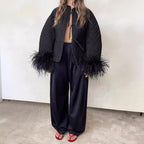 Damen Jacke mit Volantdetails und plissierter Struktur R&B