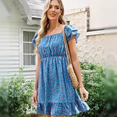 Damen lässiges Sommerkleid mit Rüschendetails R&B