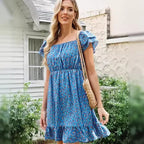 Damen lässiges Sommerkleid mit Rüschendetails R&B