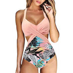 Damen Einteiler Badeanzug mit gekreuztem Design R&B