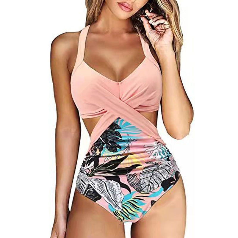 Damen Einteiler Badeanzug mit gekreuztem Design R&B