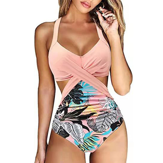 Damen Einteiler Badeanzug mit gekreuztem Design R&B