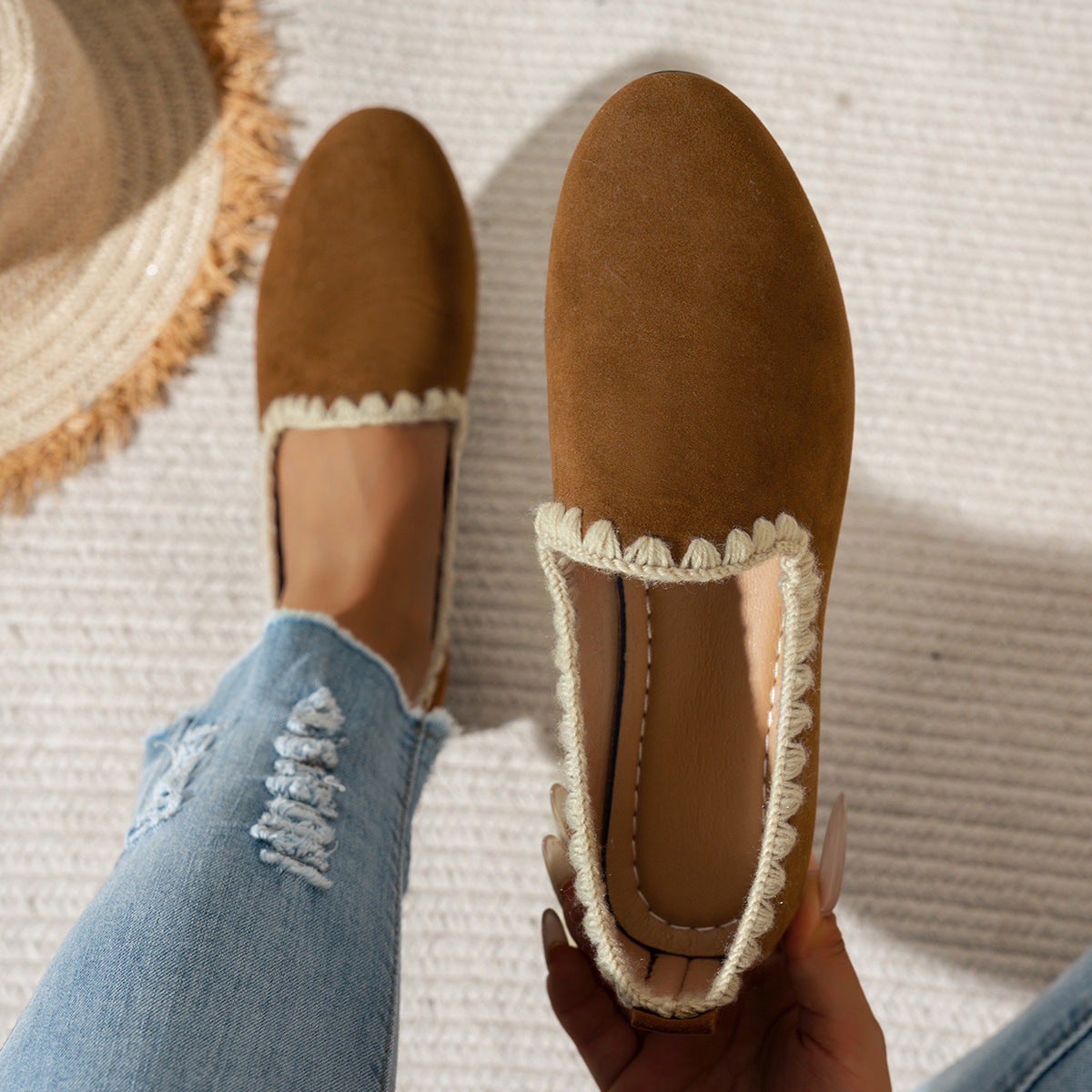 Damen Faltbare Clogs mit dekorativem Rüschensaum R&B