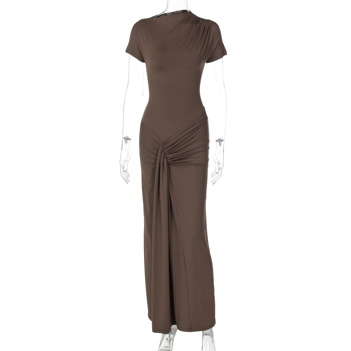 Damen Elegantes Maxikleid mit Drapierung und asymmetrischem Saum R&B