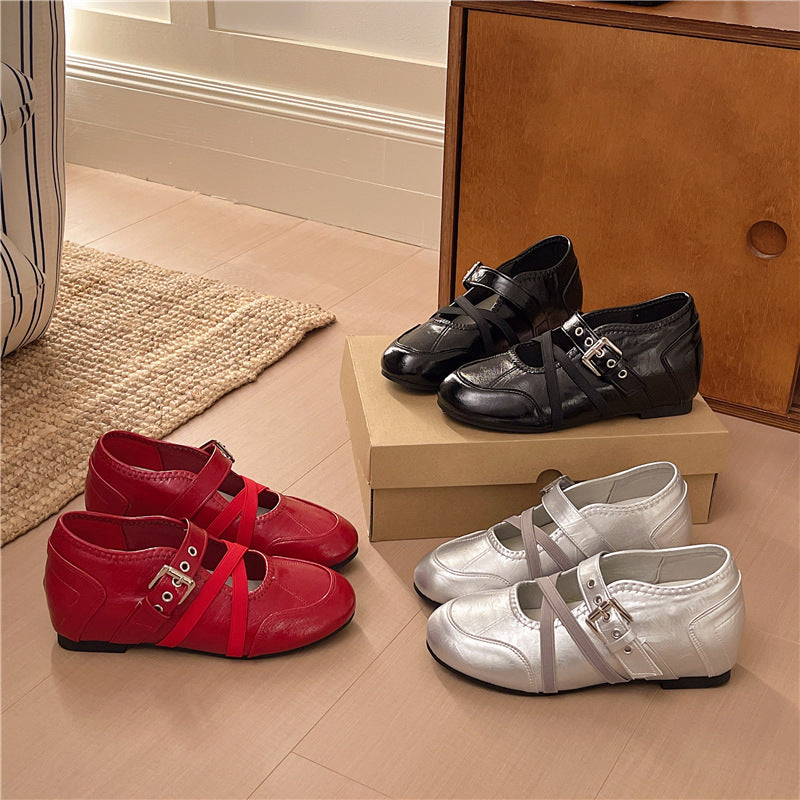 Damen Ballerinas mit stylishen Riemchen und mittelhohem Absatz R&B