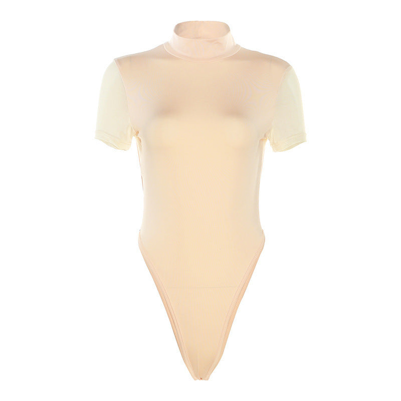 Damen Figurbetontes Bodysuit mit Hochkragen R&B