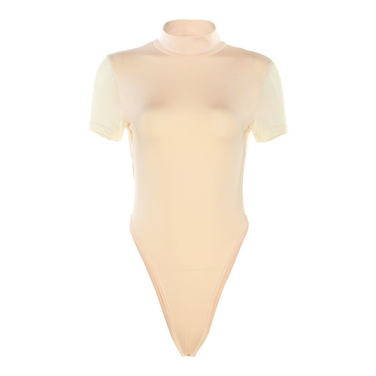 Damen Figurbetontes Bodysuit mit Hochkragen R&B