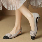 Damen Ballerina-Schuhe mit floralen Akzenten und offenem Fersenbereich R&B