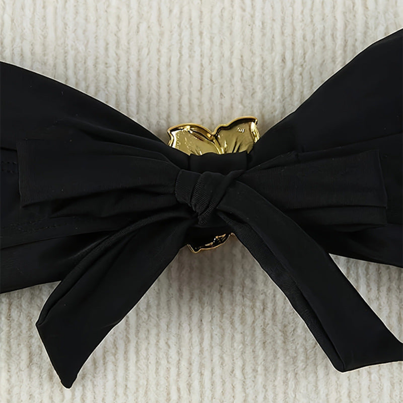 Damen Bandeau-Bikini-Set mit dekorativem Blüten-Detail R&B