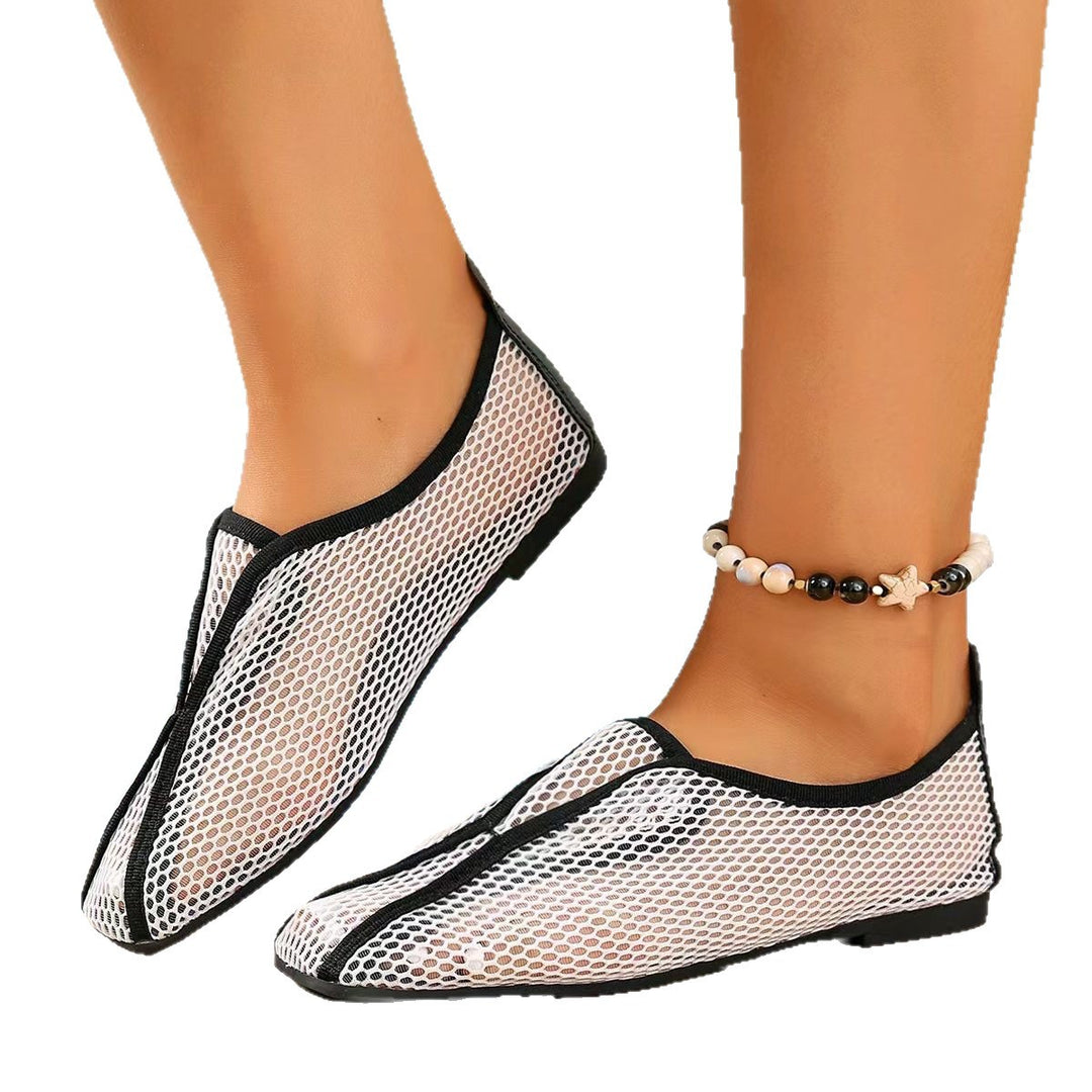 Damen atmungsaktive Mesh-Ballerinas mit funkelndem Akzent R&B