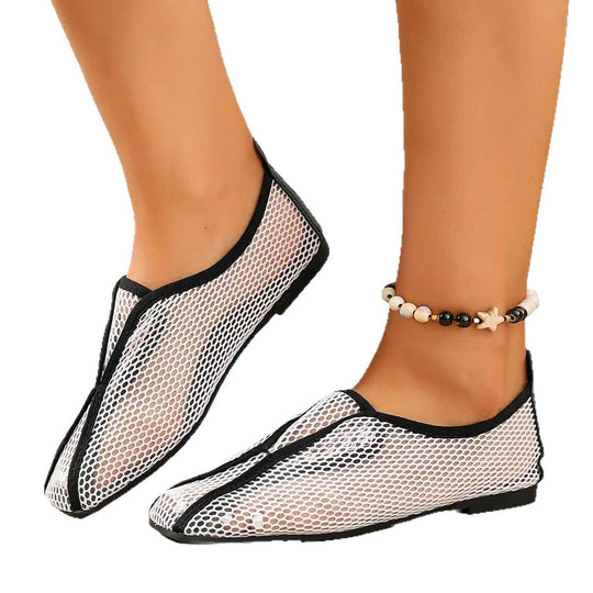 Damen atmungsaktive Mesh-Ballerinas mit funkelndem Akzent R&B