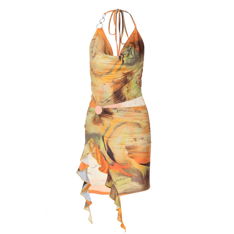 Damen Elegantes Wickelkleid mit raffiniertem Wasserdesign R&B