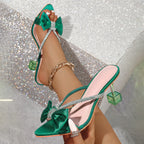 Damen Glamouröse Slingback-Sandalen mit funkelndem Strass und dekorativen Schleifen R&B