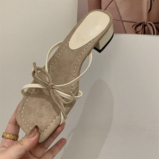Damen Sandaletten mit eleganten Riemen und dekorativem Schleifendesign R&B