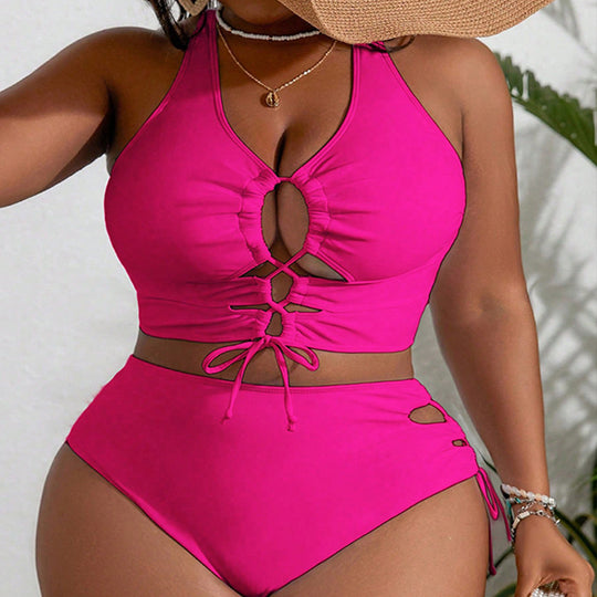 Damen Bikini-Set mit verspieltem Schnitt und dekorativen Schnürdetails R&B