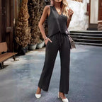 Damen lässiges Ensemble aus Top und weiten Hosen R&B