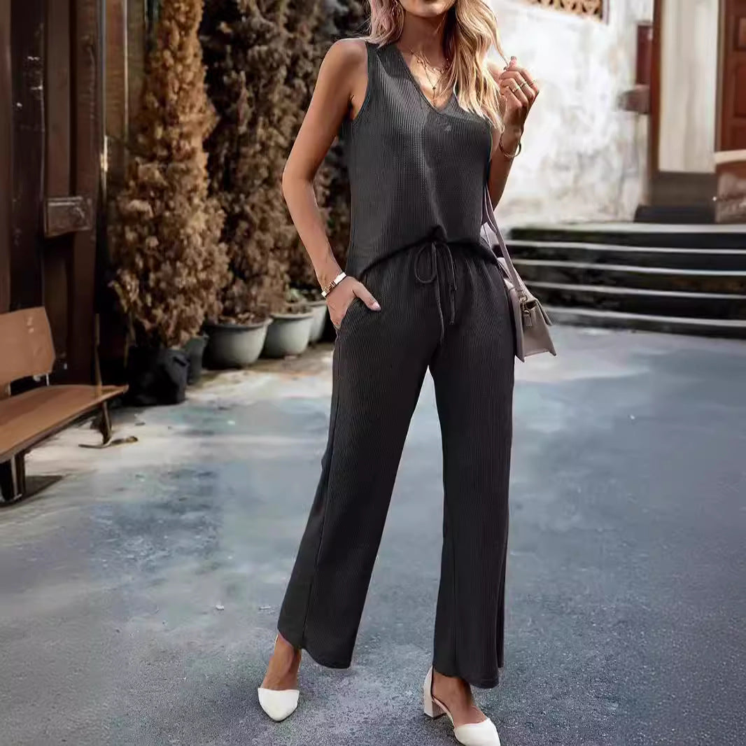 Damen lässiges Ensemble aus Top und weiten Hosen R&B