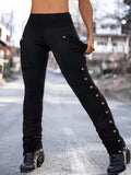 Damen Modische Freizeitleggings mit praktischen Taschen und Druckknöpfen