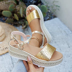 Damen Wedge-Sandaletten mit modischem Korkdesign und komfortablem Fußbett R&B
