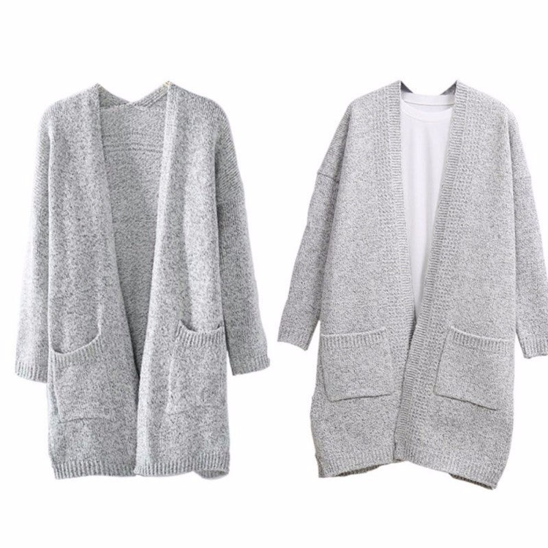 Damen Langstrickjacke mit offenen Ärmeln und praktischen Taschen R&B