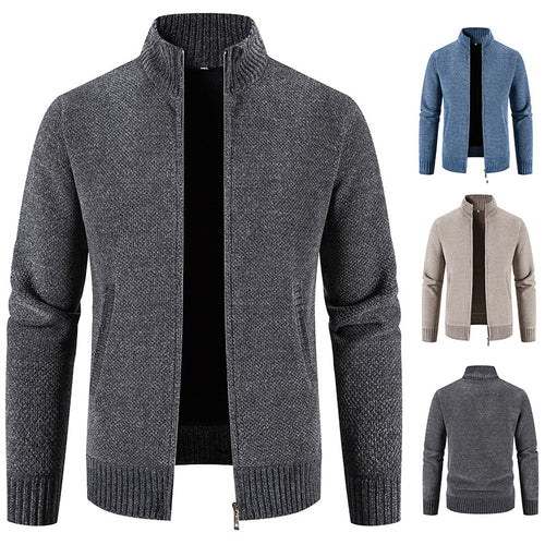 Herren modische Strickjacke mit hochgeschlossenem Kragen und Reißverschluss R&B