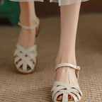 Damen Riemchen-Sandalen mit elegantem Flechtdesign und verstellbarem Riemen