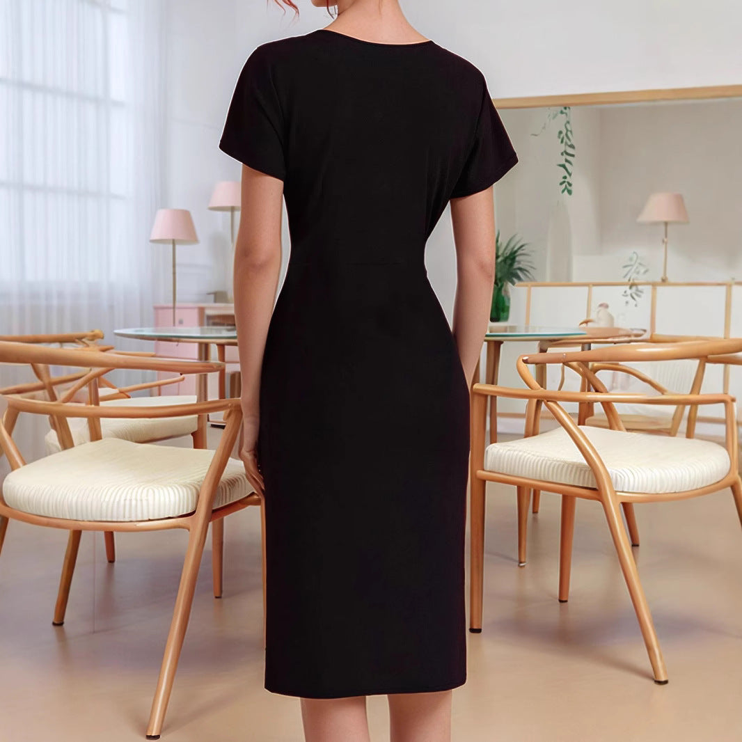 Damen Wickelkleid mit tiefem V-Ausschnitt und figurbetonter Passform R&B