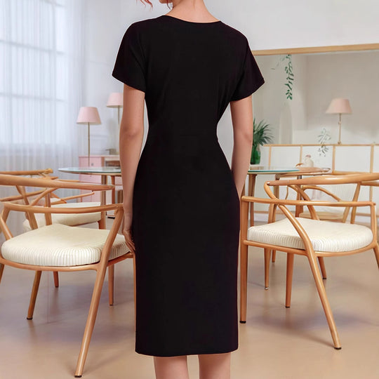 Damen Wickelkleid mit tiefem V-Ausschnitt und figurbetonter Passform R&B