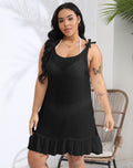 Damen lässiges Strandkleid mit Rüschensaum und Trägerdetail R&B