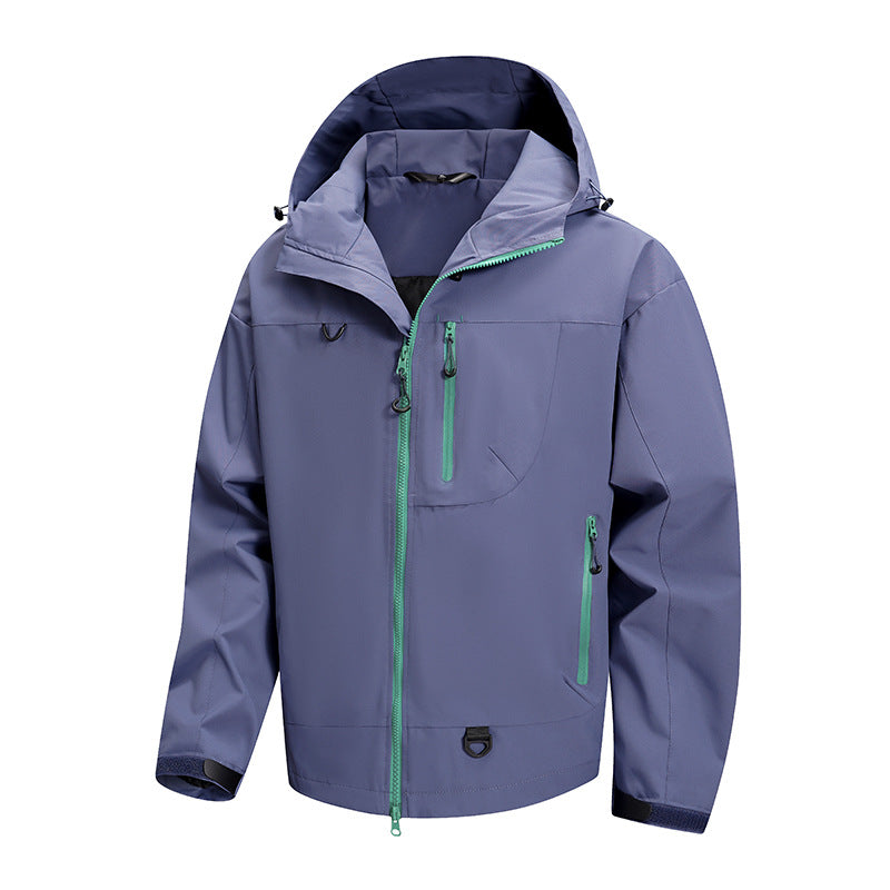 Herren technische Outdoor-Jacke mit Gewebe und verstellbarem Kapuzensystem R&B