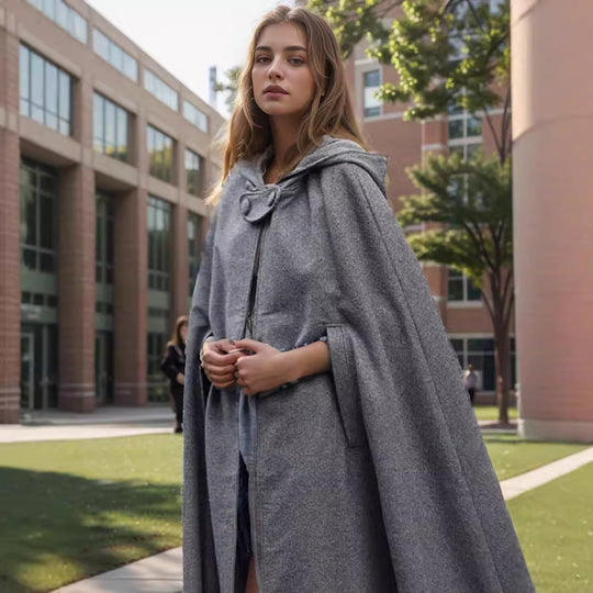 Damen elegante Kapuzenumhangjacke R&B
