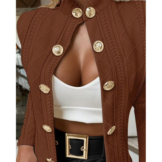 Damen Elegante und modische Strickjacke mit dekorativen Knöpfen R&B