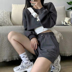 Damen lässiges Crop-Top und Shorts Set