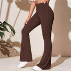 Damen Hochtaillierte Flared-Leggings aus Rippstrick R&B