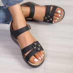 Damen Komfortable Sandalen mit verstellbarem Riemen und elegantem Blumendesign