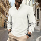 Herren sportlicher Pullover mit Halbreißverschluss und strukturierter Oberfläche R&B