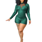 Damen Funkelndes Einteiler-Overall mit transparenten Einsätzen R&B