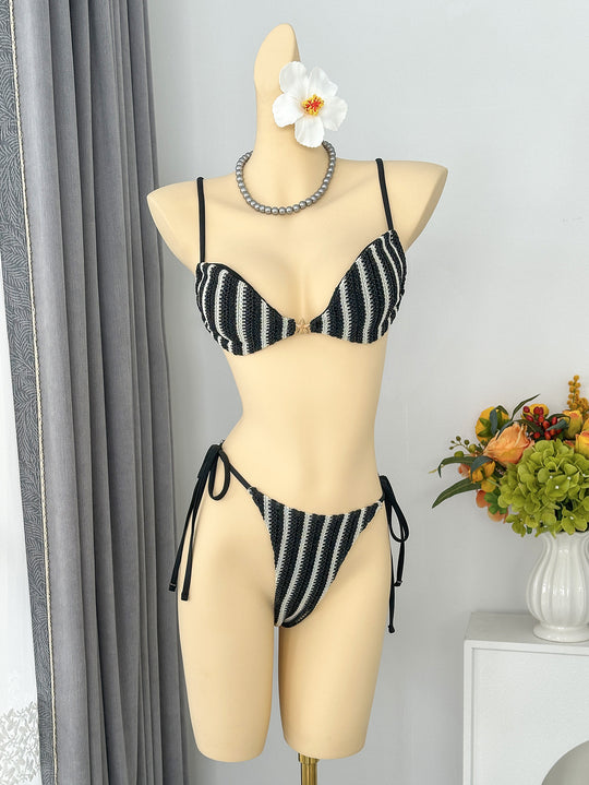 Damen Triangel-Bikini mit verspieltem Bindungsdesign R&B