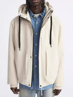 Herren moderne wasserabweisende Jacke mit Kapuze und praktischen Taschen Hedi-Mode