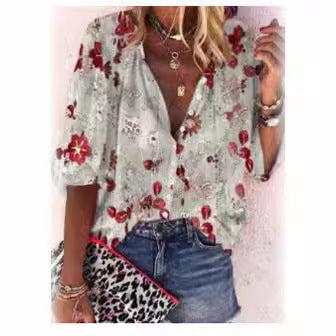 Damen Transparente Bluse mit floralen Stickereien und übergroßem Schnitt R&B