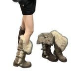 Damen Winterstiefel mit luxuriösem Kunstfellkragen und strapazierfähiger Sohle R&B