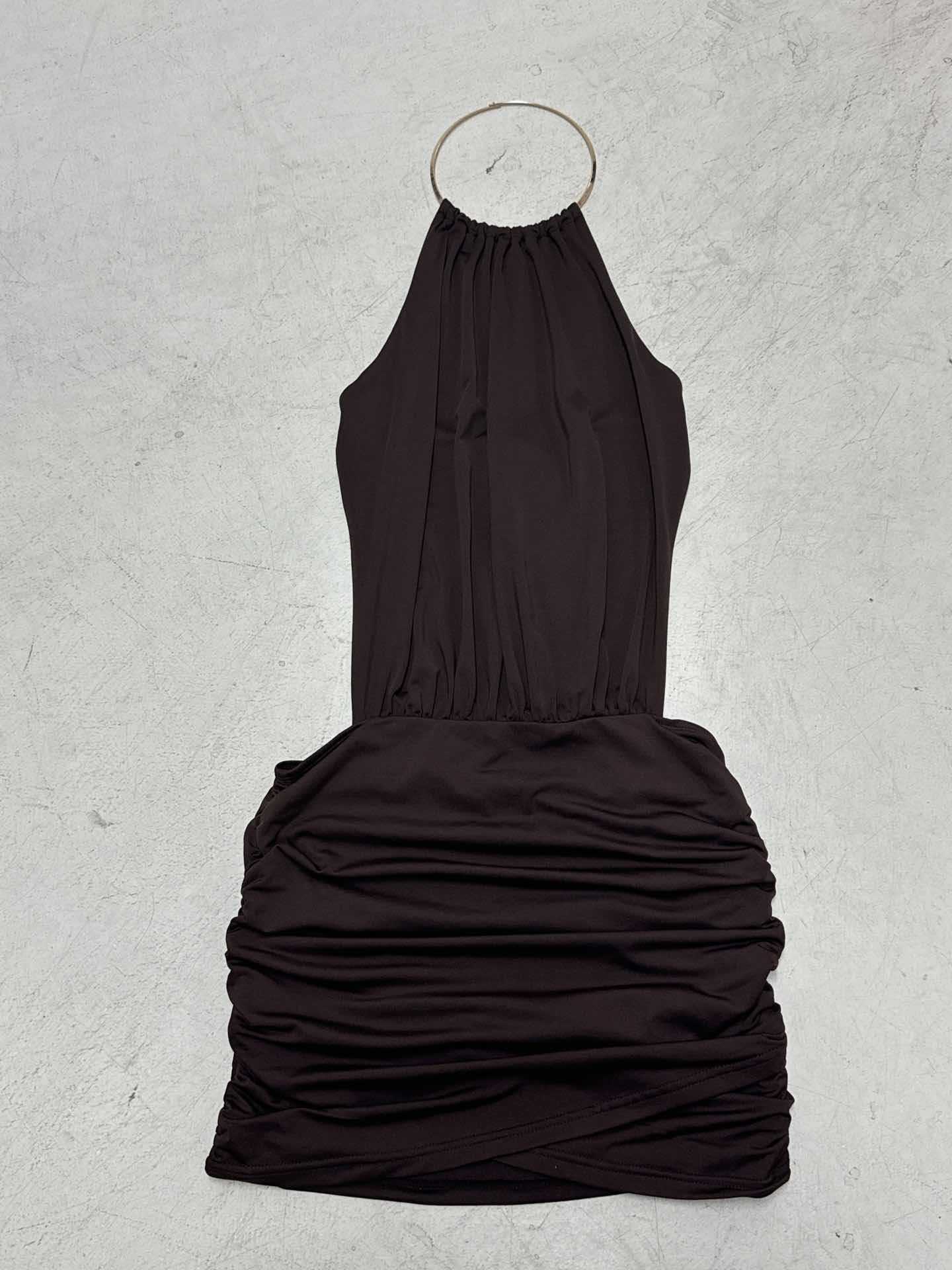 Damen elegantes Minikleid mit schickem Ringverschluss R&B